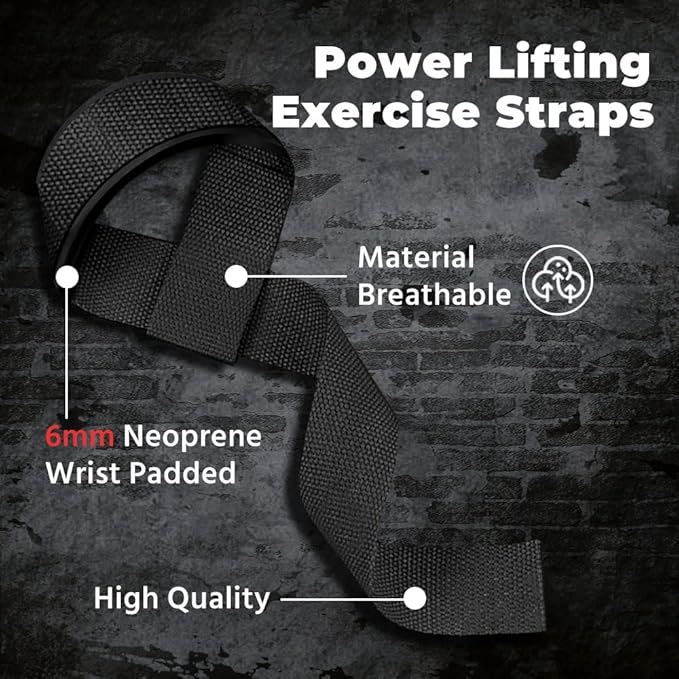 Wrist Straps for Deadlifts ā Neoprene Lifting Grips for Gym Training (Pair)