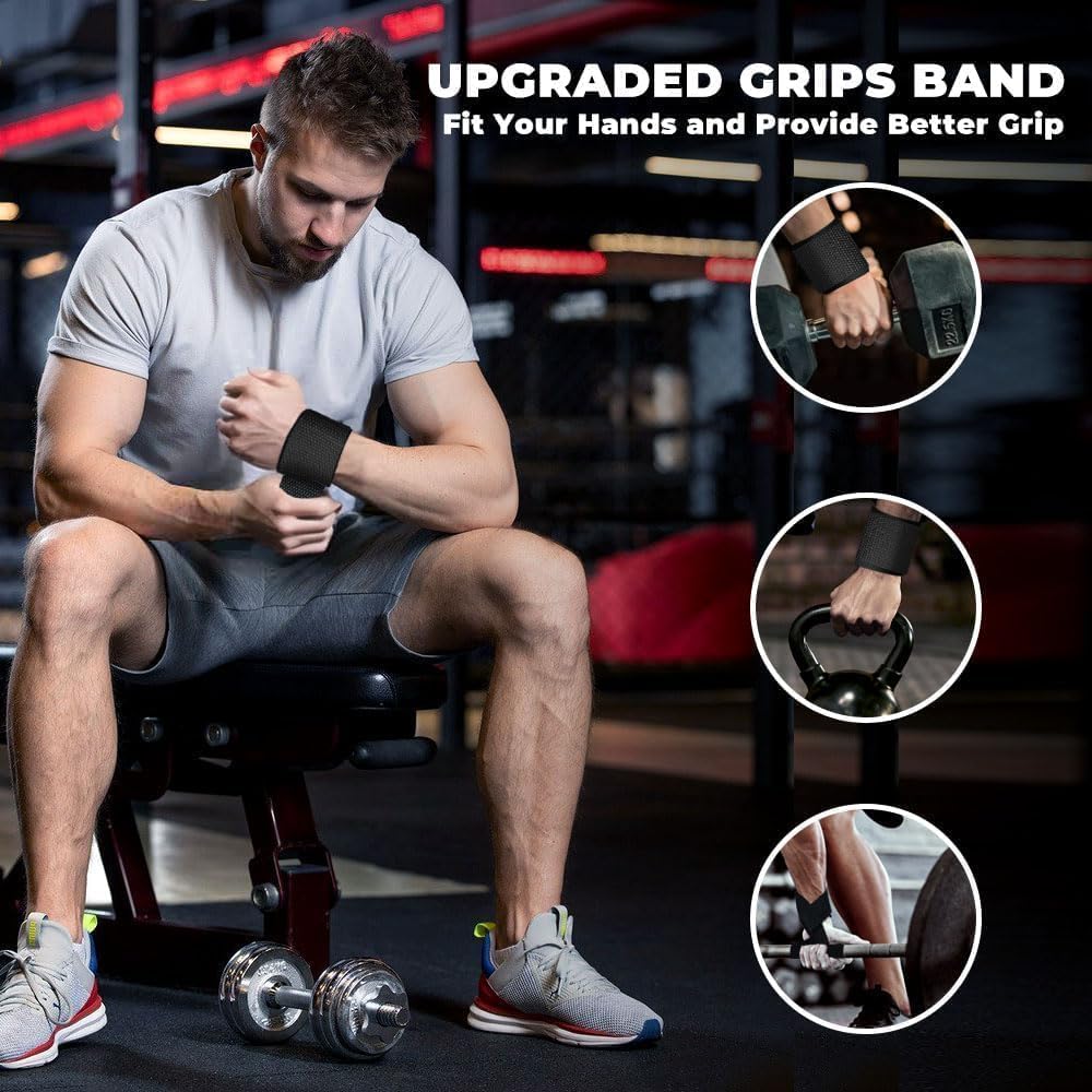 Wrist Straps for Deadlifts ā Neoprene Lifting Grips for Gym Training (Pair)
