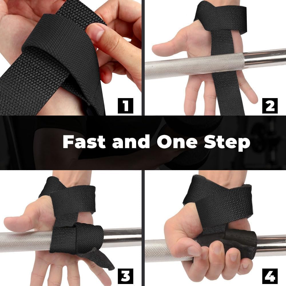 Wrist Straps for Deadlifts ā Neoprene Lifting Grips for Gym Training (Pair)